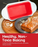 Boxiki Kitchen Premium Non-Stick Silicone Bread Loaf Pan, 9x5 Inches – Heavy-Duty Steel Frame, Non-Toxic, BPA & PFOA Free – Perfect for Pound Cakes, Breads, & More.