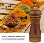 Pepper Mill - 5 inch Pepper Grinder Pepper Grinder Refillable Oak Salt and Pepper Grinder Set Sea Salt Grinder Ceramic Pepper Mill Grinder Adjustable Coarse to Fine pepper Grinder Mill (2Pack)