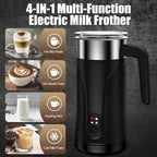 Milk Frother, 4-in-1 Milk Frother and Steamer, 10.1oz/300ml Automatic Hot and Cold Foam Maker and Milk Warmer, Electric Milk Frother for Coffee, Latte, Cappuccino, Matcha(Black)