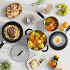 5 Ply Base Pots and Pans Set, 18/8 Stainless Steel Cookware Set of 6, Non Stick Frying Pans, Dishwasher Safe