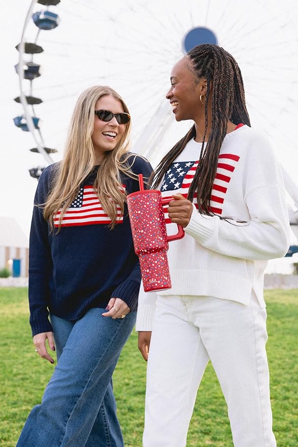 Simple Modern 4th of July 40 oz Trek Tumbler with Handle and Straw Lid | Cup Holder Friendly Insulated Stainless Steel Travel Mug | Star Speckled Banner