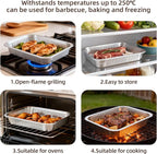 Aluminum Foil Pan with Lids, Heavy Duty Disposable Aluminum Baking Pans, 14.57"×10.63" Steam Table Pans for Cooking, Heating, Storing, Prepping Roasting and Chafing (5 Pack Silver w/Lids)