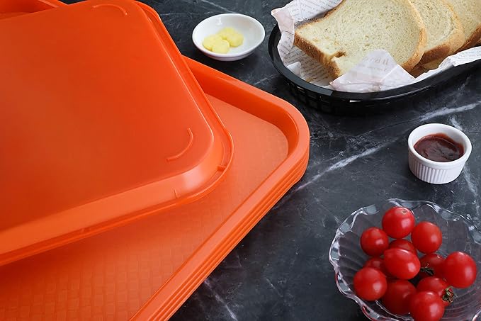 New Star Foodservice Fast Food Tray, Set of 12 (Orange, 10 by 14 Inch)