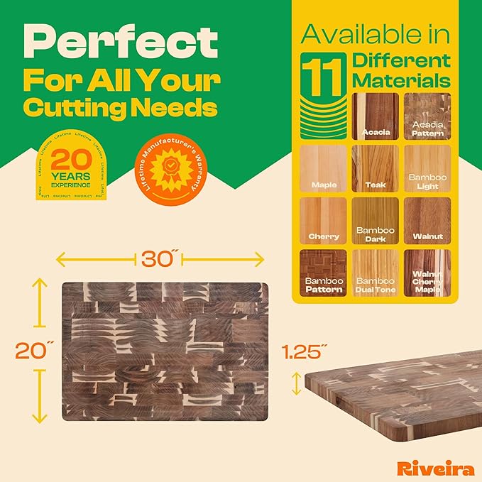 Riveira Acacia Wood Cutting Board – Gourmet Acacia Grandeur: 20 x 30 Wooden Cutting Board – Natural Wooden Cutting Boards For Kitchen Decorative – Innovative Juice Grooves Acacia Wooden Chopping Board