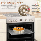 E-far 10 Inch Fluted Cake Pan, Nonstick Tube Pan for Baking Pound Cake, Heavy Duty Carbon Steel Round Baking Mold, Easy Release & Easy to Clean, 10 Cup, Champagne Gold