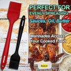 Anaeat High Heat Resistant Silicone Basting Pastry Brush Set of 3- Hygienic One-Pieces Design Spread Oil Butter for BBQ Grill Barbecue Baking Kitchen Cooking - BPA Free & Dishwasher Safe (10"+8.2")