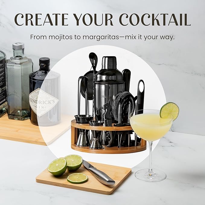 Mixology & Craft Bartender Kit - 15 Piece Set Including Cocktail Shaker and Bar Accessories, Perfect for Drink Mixing at Home, Plus Exclusive Recipe Cards