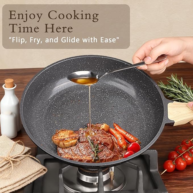 GiPP Ceramic Pots and Pans Set Non Stick - 17 Pcs Nonstick Cookware Set, Non-toxic Healthy Kitchen Cooking Set w/Frying Pans Set, Dishwasher Safe, PFAS PTFE PFOA PFOS Free