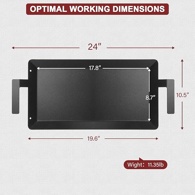 Carbon Steel Griddle - Professional Cookware Griddle Pan for Induction, Stove Top, Gas Grill, Cooktop, Electric and more, 24" x 10" NonStick Flat Top Griddle Plate Skillet, Indoor/Outdoor Use