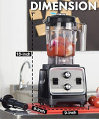 HECMAC 3-Peak HP Blender - 2200W Max/1400W Rated, 68oz BPA-Free Pitcher, Easy to Use, Self-Clean, Tamper - Smoothies, Ice Crush, Frozen Drinks, Food Prep - Home & Commercial, 110V