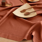 Solino Home Linen Cinnamon Tablecloth 60 x 108 Inch - Classic Hemstitch, 100% Pure Linen Rectangular Tablecloth - Machine Washable Table Cloth for Fall, Autumn, Halloween