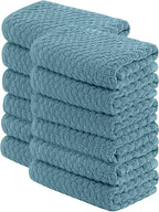 Super Absorbent Kitchen Towels 12 Pack - Premium 100% Cotton Kitchen Towels, 450GSM Thick Machine Washable Aqua Dish Towels for Kitchen Drying, Cleaning, Dobby Weave, Unmatched Quality