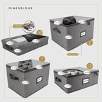 HOMELUX THEORY Champagne Flute Storage Box with Dividers, Hard Shell China Storage Containers, Heavy Duty Glassware Storage Box & Stemware Storage Container with Lid, Thick Surface, and Sturdy Handle