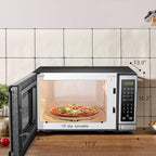 BLACK+DECKER EM720CB7 Digital Microwave Oven with Turntable Push-Button Door, Child Safety Lock, 700W, Stainless Steel, 0.7 Cu.ft