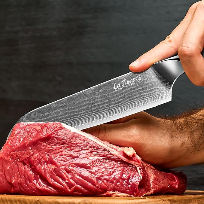 Latim's Professional Santoku Chef Knife 7 inch，Damascus Kitchen Knives Made of Japanese VG-10 Stainless Steel with Unique Pattern，Ultra Sharp Blade and Ergonomic Handle