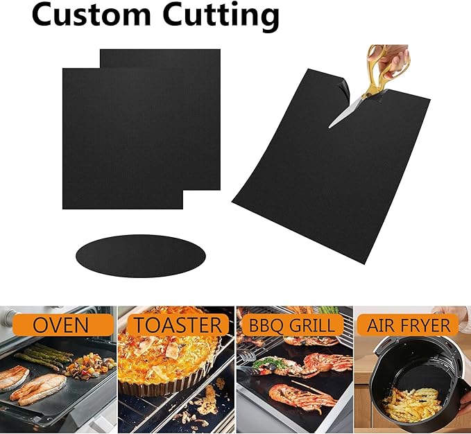 UBeesize 4 Pack Thickened Oven Liners for Bottom of Oven BPA & PFOA Free, Reusable 16x24 Inch Heavy Duty Non Stick Teflon Oven Mats, Fit Electric Gas Toaster Convection Microwave Ovens Grills