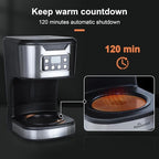 Programmable Coffee Maker 12 Cup Brew & Drip coffee machine, Fully Automatic, 1-4 Cup Setting, Stainless Steel, Keep- Warm Function, Household, Home and Office