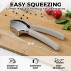 Zulay Kitchen Comfort Grip Garlic Press - Garlic Mincer Tool - Garlic Crusher - Garlic Press Mincer Rust Proof, with Soft Ergonomic Handle, Easy Clean Set with Peeler and Brush - Gray