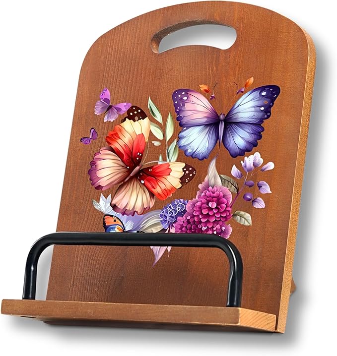InnoBeta Butterfly Gifts for Women, Cookbook Stand for Kitchen Counter, Perfect Gift for Mom, Grandma on Birthday, Adjustable Tablet Recipe Book Holder, Unique Kitchen & Home Decor