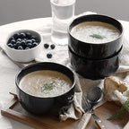 DOWAN 5.8" Deep Soup Bowls & Cereal Bowls - 30 Ounces Large Bowls Set of 4 for Kitchen - Ceramic Bowls for Cereal, Soup, Oatmeal, Salad, Ramen, Noodle, Rice - Dishwasher & Oven Safe (Black)