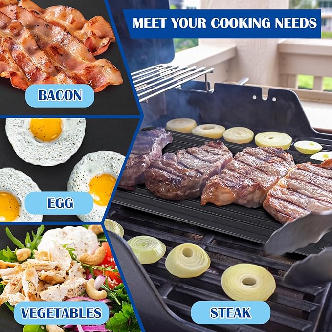 BAC609 Reversible Griddle for Traeger PRO 575 TFB57GLE PRO 780 TFB88PZD Century 22 Century Eastwood 22 Eastwood 34 Grill Accessories Traeger Ironwood XL, Exas Elite 34, Pro 20 Accessories 18.2" x 11"