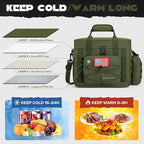 Maelstrom Large Tactical Lunch Box for Men,Insulated Lunch Bag, Leakproof Soft Cooler Bags with Detachable MOLLE Bag,Durable Lunch Tote for Adult Women Work,Picnic,30 Cans/20 L, Army Green