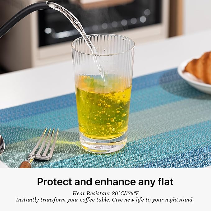 LEXMORE PVC Woven Placemats 4 PCS Wipeable Indoor/Outdoor Table Mats Washable Vinyl Place Mats for Dining Table, Set of 4-Ocean Geode