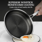 Stainless Steel Frying Pan with Lid, 8 Inch Honeycomb Non Stick Frying Pan, Small Stainless Steel Nonstick Pans W/Lid, Safe Nonstick Skillet Egg Omelete Pans, Oven Safe, Induction Compatible,PFOA Free