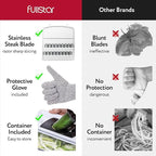 Fullstar Mandoline Slicer for Kitchen, Fruit Cutter, Cheese Grater, Cucumber Slicer, Veggie Spiralizer, Food Cutter & Kitchen Gadgets with Safety Glove (6 in 1, Clear)