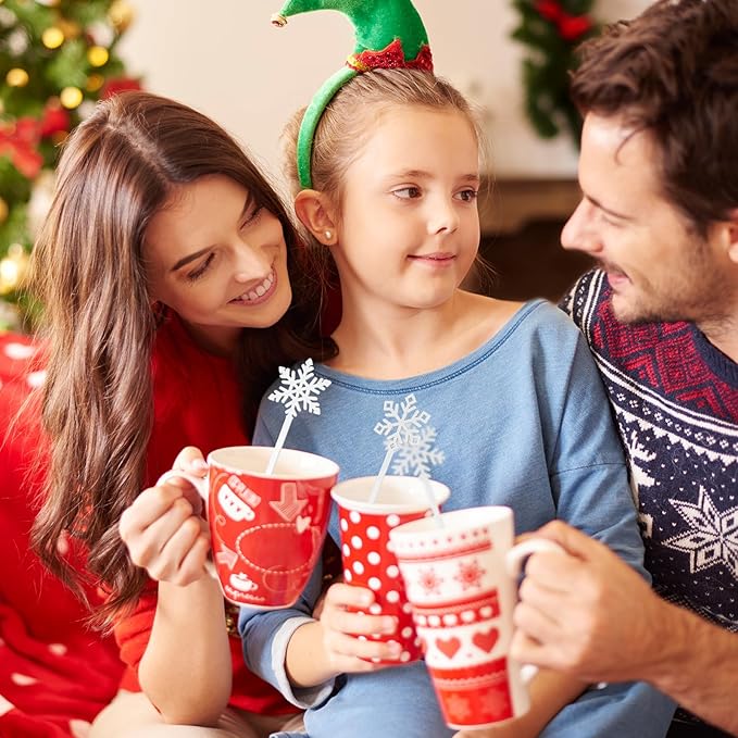 60 Pcs Snowflake Coffee Stirrers Christmas Stir Sticks Winter Stirrer Cocktail Drink Swizzle Sticks SnowflakeTop Swizzle Holiday Coffee Bar Xmas Christmas Party Supplies