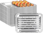 Party Bargains Aluminum Broiler Pans - 24 Pack, Heavy-Duty Disposable Grill Pans for Cooking, Roasting, BBQ, and Picnic (Max 240°C)