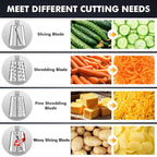 Geedel Rotary Cheese Grater - Upgraded Vegetable Shredder with 4 Interchangeable Blades, Easy to Clean Cheese Shredder with Handle, Kitchen Grater Nuts Grinder for Cutting Cheese, Vegetable, Nuts