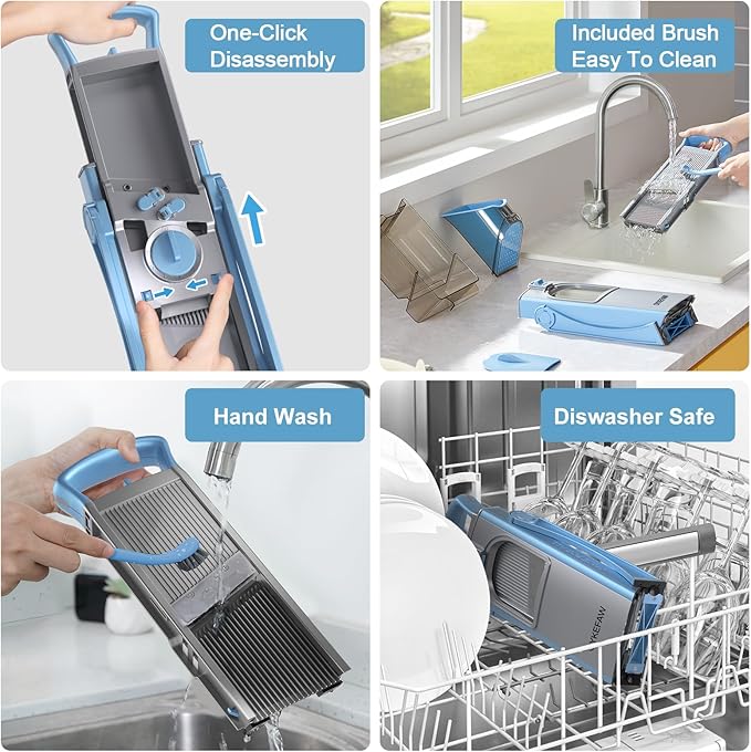 Safer Mandoline Slicer For Kitchen, Thickness Adjustable Onion Vegetable Chopper, French Fry Cutter, Potato Vegetable Slicer, Multifunctional Kitchen Food Fruit Chopper