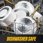 Gotham Steel 15 Pc Ceramic Cookware Set, Ceramic Pots and Pans Set Non Stick with Cooking Utensils and Steamer, Non Toxic PFOA PFOS Free, Premium Gold Stay Cool Handles, Oven & Dishwasher Safe