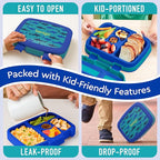 Bentgo Kids Prints Leak-Proof, 5-Compartment Bento-Style Kids Lunch Box - Ideal Portion Sizes for Ages 3-7, Durable, Drop-Proof, Dishwasher Safe, & PFAS & BPA-Free Materials (Sharks)