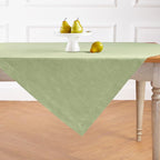 Solino Home Linen Cloth Tablecloth 52 x 52 Inch - 100% Pure Linen Chambray Olive Square Tablecloth - Athena, Machine Washable Table Throw for Summer, Fall, Autumn
