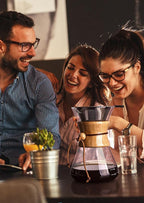 AGOGO Pour Over Coffee Maker Glass - 6/8/10 Cup Barista Kit with 304 Stainless Filter for Home, Office, Camping, Cafes - Easy Clean Coffee Dripper Set (Rag&Brush Included) (8 Cup/28 oz-Slim Shape)