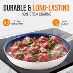 NutriChef 12" Non-Stick Medium Frying Pan, Ceramic Coating, Stainless Steel Aluminum Frying Pan with Silicone Handle, Stain-Resistant, PFOA Free – Safe for Gas, Electric, Induction, Ceramic Cooktops