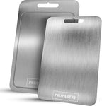 Titanium Cutting Board 2Pcs - 100% Pure Titanium Stainless Steel Cutting Board, Durable and Hygienic Surface for Kitchen Use, Non-Slip Edges, Easy to Clean, Ideal for Professional and Home Chefs