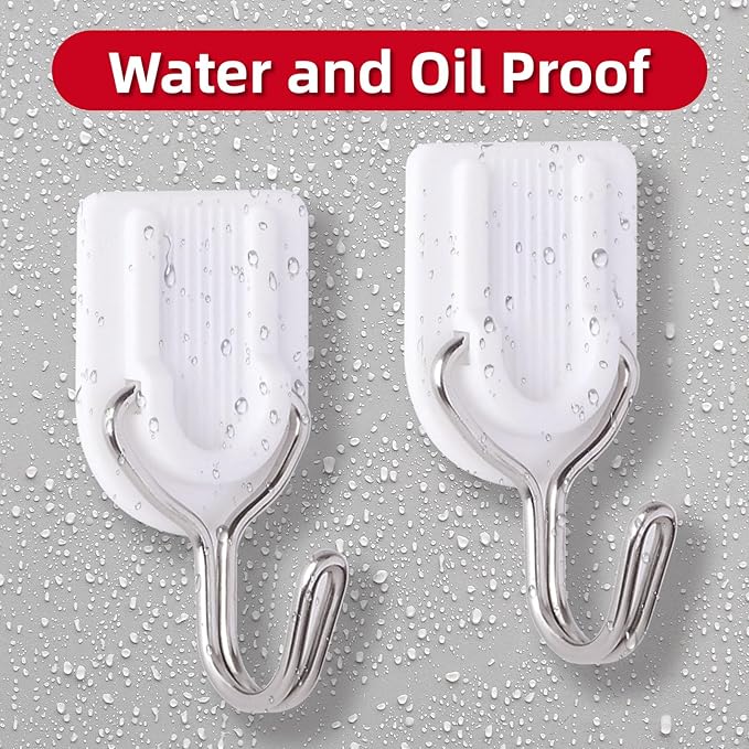25 Wire Hooks for Hanging Heavy Duty with Strips no Damage,Adhesive Wall Hook Small, removalbe Large Sticky Bulk, for Key, Coat, Towel, Outdoor, hat