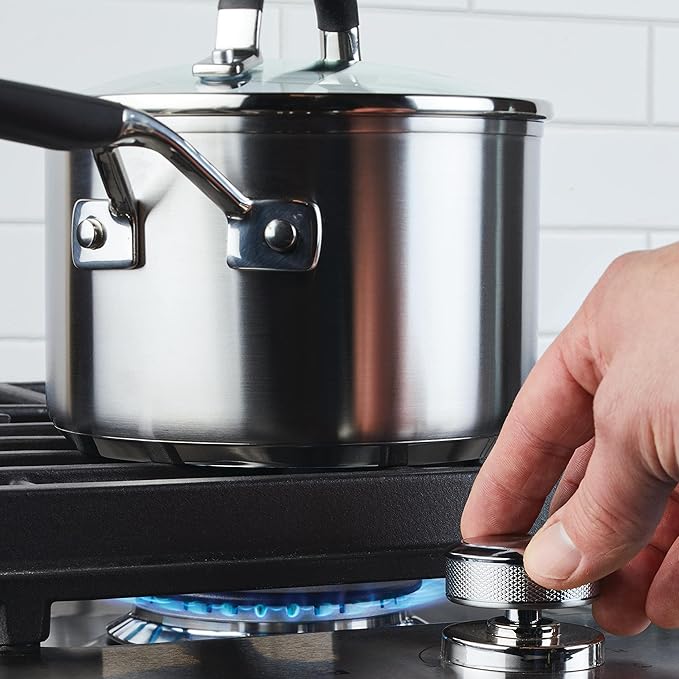 KitchenAid Stainless Steel Saucepan with Measuring Marks and Lid, 2 Quart, Brushed Stainless Steel