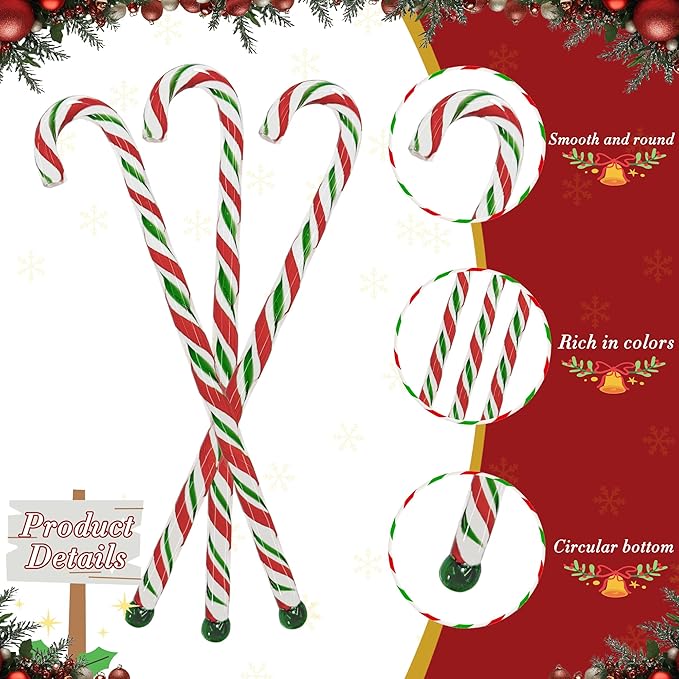Christmas Candy Cane Glass Stir Sticks - 7.1" Cute Swizzle Stick for Coffee & Cocktails - Festive Red, Green& White Striped Design - Holiday Party Drink Mixers Essentials (5-Pack)