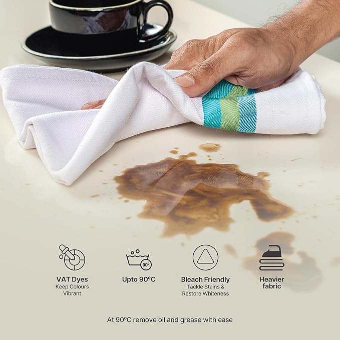Premium Kitchen Towels (28”x20” - 12 Pack) 100% Natural Cotton Large Dish Cloths | Dish Towels for Kitchen with Hanging Loop, Reusable Cleaning Cloths, Lint Free | Bleach Friendly | Assorted Colors