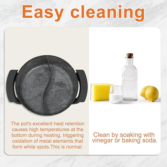 Stariver 6L Electric Hot Pot with Divider - Dual-Flavor Fondue & Shabu Shabu Pot, 1360W with 5-Temp Control, Non-Stick & BPA-Free, Perfect for Family Dinners & Parties