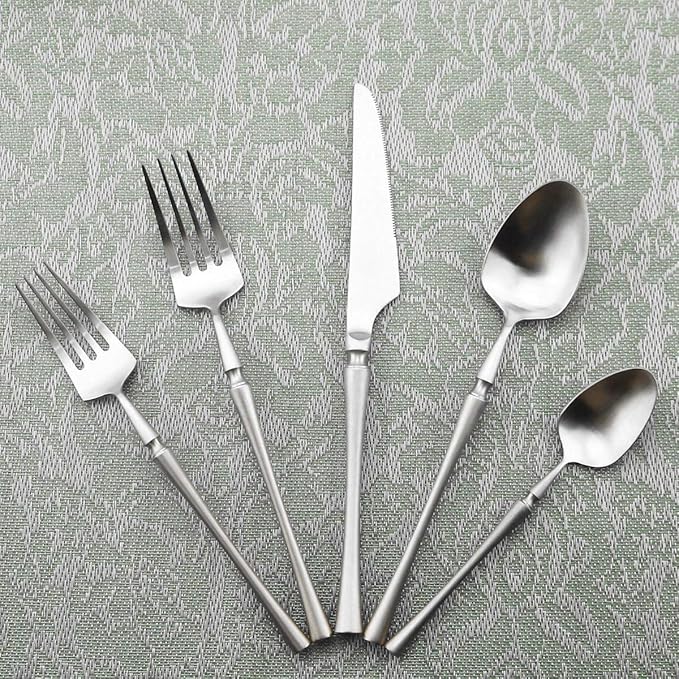 Gugrida Unique & Beautiful Flatware Set - 5 Piece Iridescent Silverware Sets | 18/10 Stainless Steel Reusable Cutlery Set | Utensils Service For 1 with Dessert Fork, Knife, Spoon, Dinner Fork