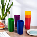 26-ounce Plastic Drinking Glasses Stackable Tumblers Water Cups Mixed Drinkware, set of 6 Mixed Color Reusable Shatter-resistant Dishwasher Safe