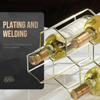 Countertop Wine Rack - 9 Bottle Freestanding Modern Gold Metal Small - 2 Tier Tabletop Wine Holder Stand for Cabinet, Pantry - Wine Racks Countertop - No Assembly Required