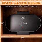 Baker’s Friend Double Belgian Waffle Maker Thick, 2 X 6” Round Waffle Maker, Belgium Waffle Iron, Waflera Electrica with Non-stick Plates, 1200W, Perfect for Kids & Family Breakfast, Graphite