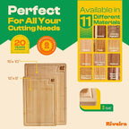 Riveira White Bamboo Wood Cutting Board – Versatile And Durable: Set Of 2 Pcs Rectangular Wooden Cutting Board – Natural Wooden Cutting Boards For Kitchen – Complete White Bamboo Wooden Chopping Board
