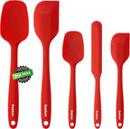 Anaeat Silicone Spatula Set of 5 - Seamless One-Pieces Design, Non-Stick Rubber Spatulas BPA Free Kitchen Scraper Flexible for Easy Baking, Cooking, Scraping & Mixing, Heat Resistant & Dishwasher Safe